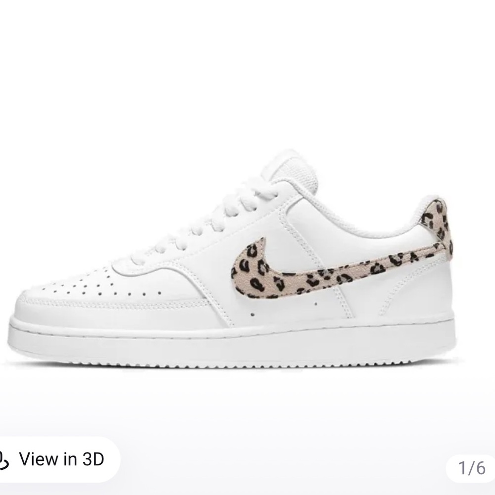 Nike Court Vision Low Leopard Swoosh White Women's